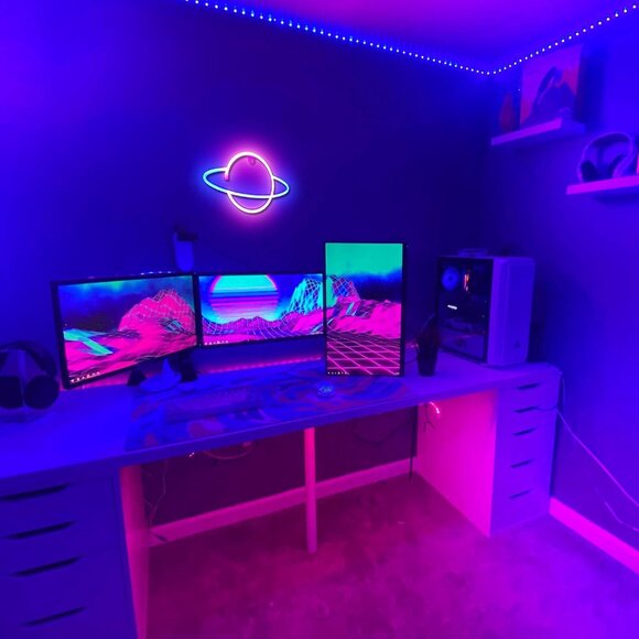 Planet Neon Sign USB Powered Planet Light Led Aesthetic Hanging for Bedroom - Picture 4 of 9